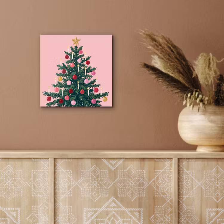 Aluminium schilderij - Kerstboom - Kerst - Roze — 5