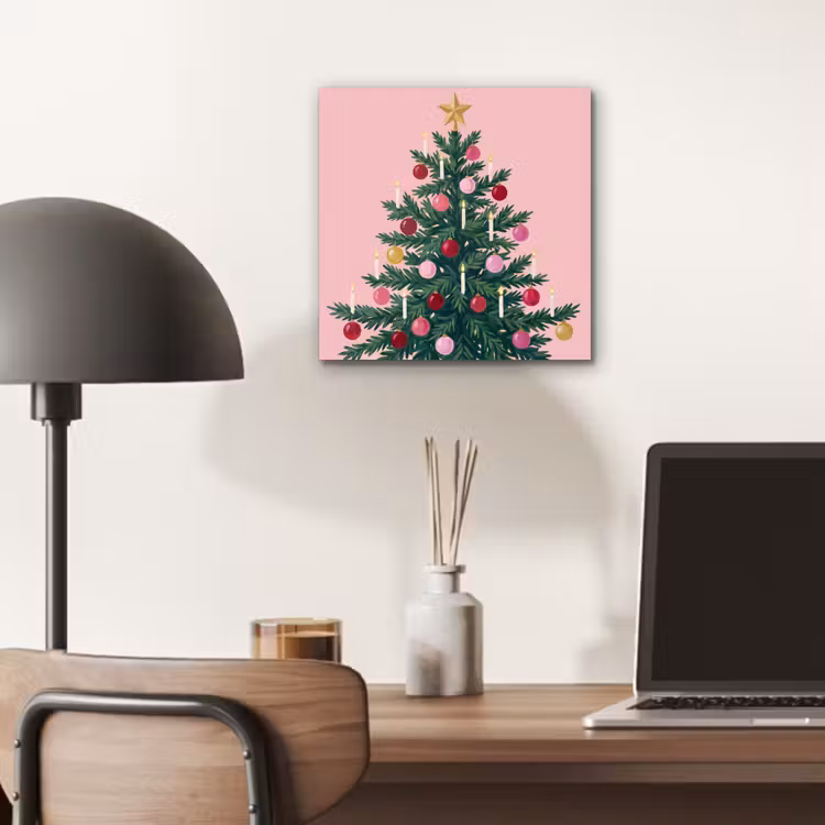 Aluminium schilderij - Kerstboom - Kerst - Roze — 6