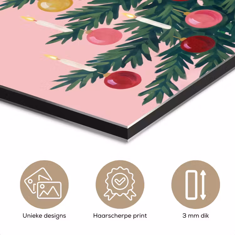 Aluminium schilderij - Kerstboom - Kerst - Roze — 7