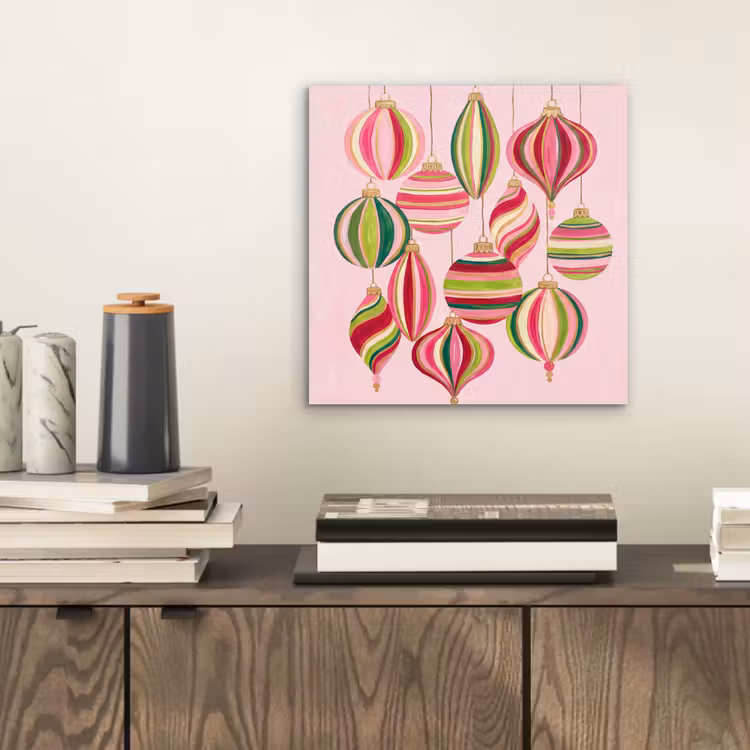 Aluminium schilderij - Kerstversiering - Gestreept - Roze — 2