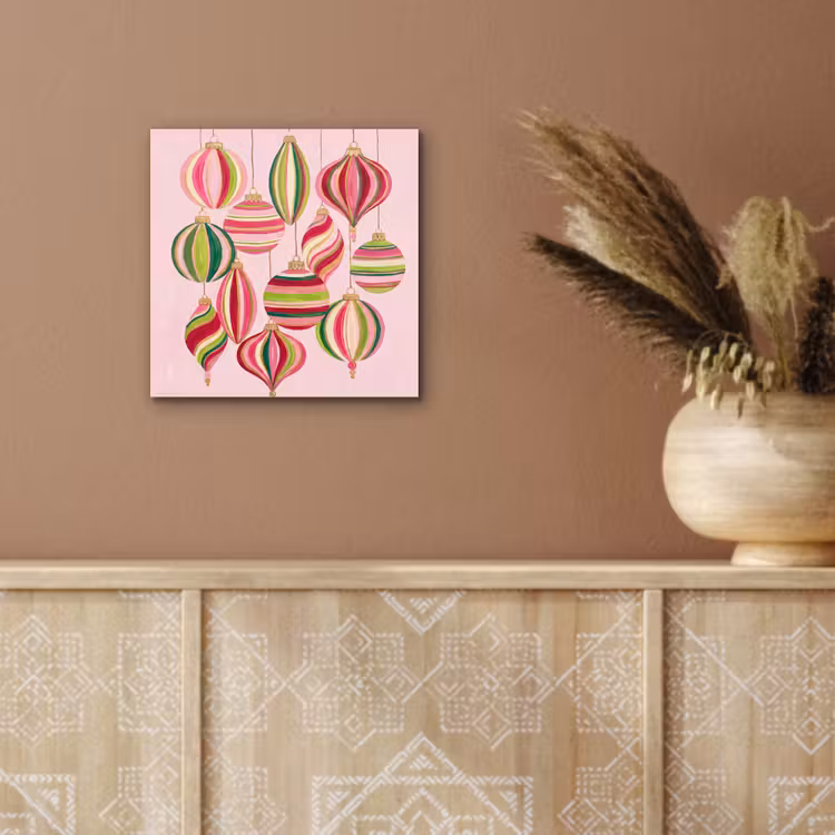 Aluminium schilderij - Kerstversiering - Gestreept - Roze — 5