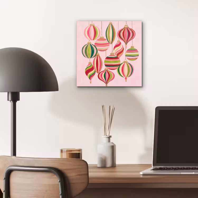 Aluminium schilderij - Kerstversiering - Gestreept - Roze — 6