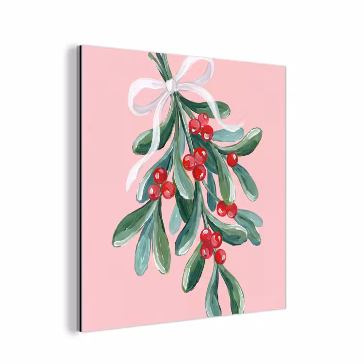 Aluminium schilderij - Plant - Kerst - Roze — 1