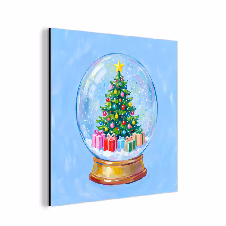 Aluminium schilderij - Sneeuwbol - Kerst - Cadeaus — 1