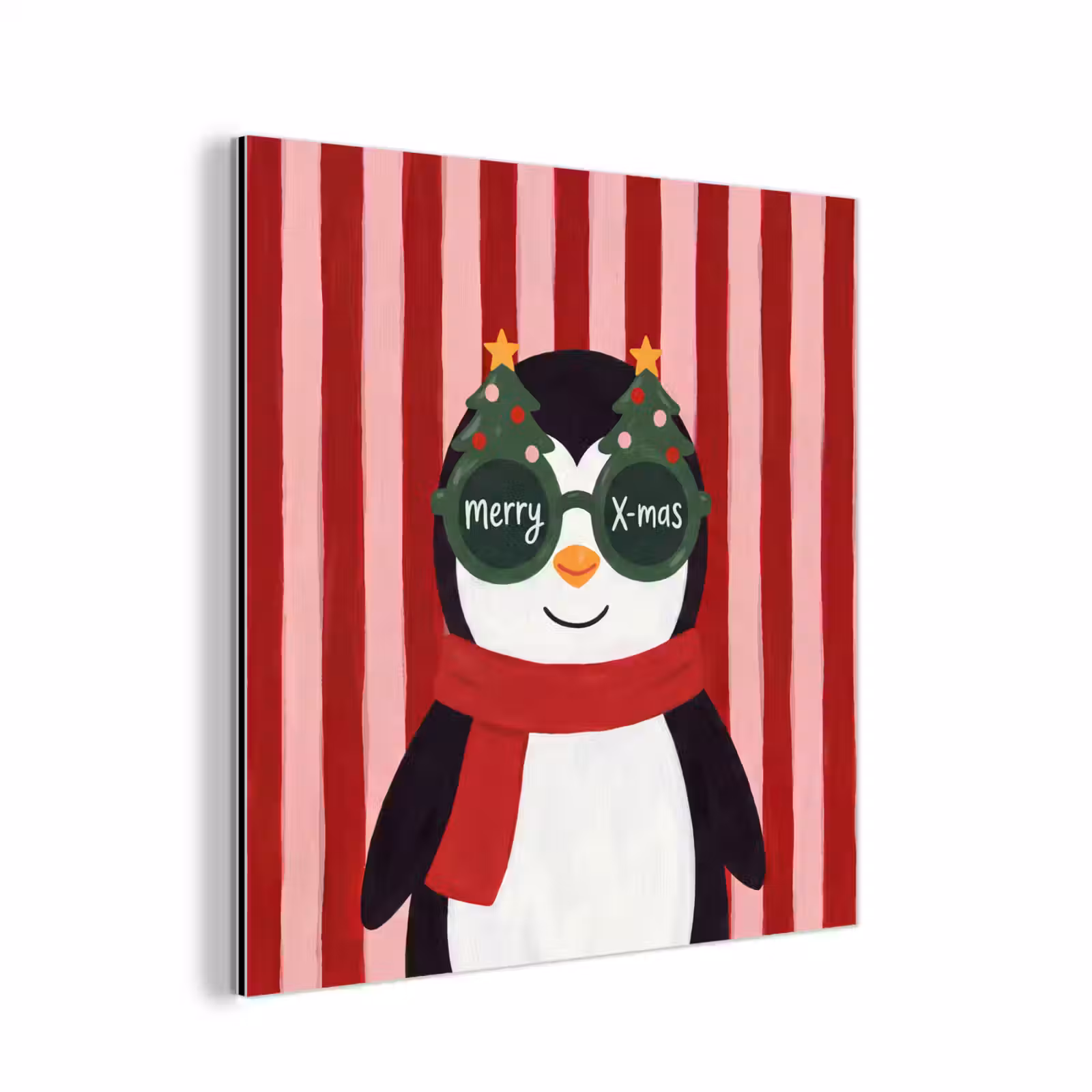 Aluminium schilderij - Pinguïn - Kerst - Illustratie — 1