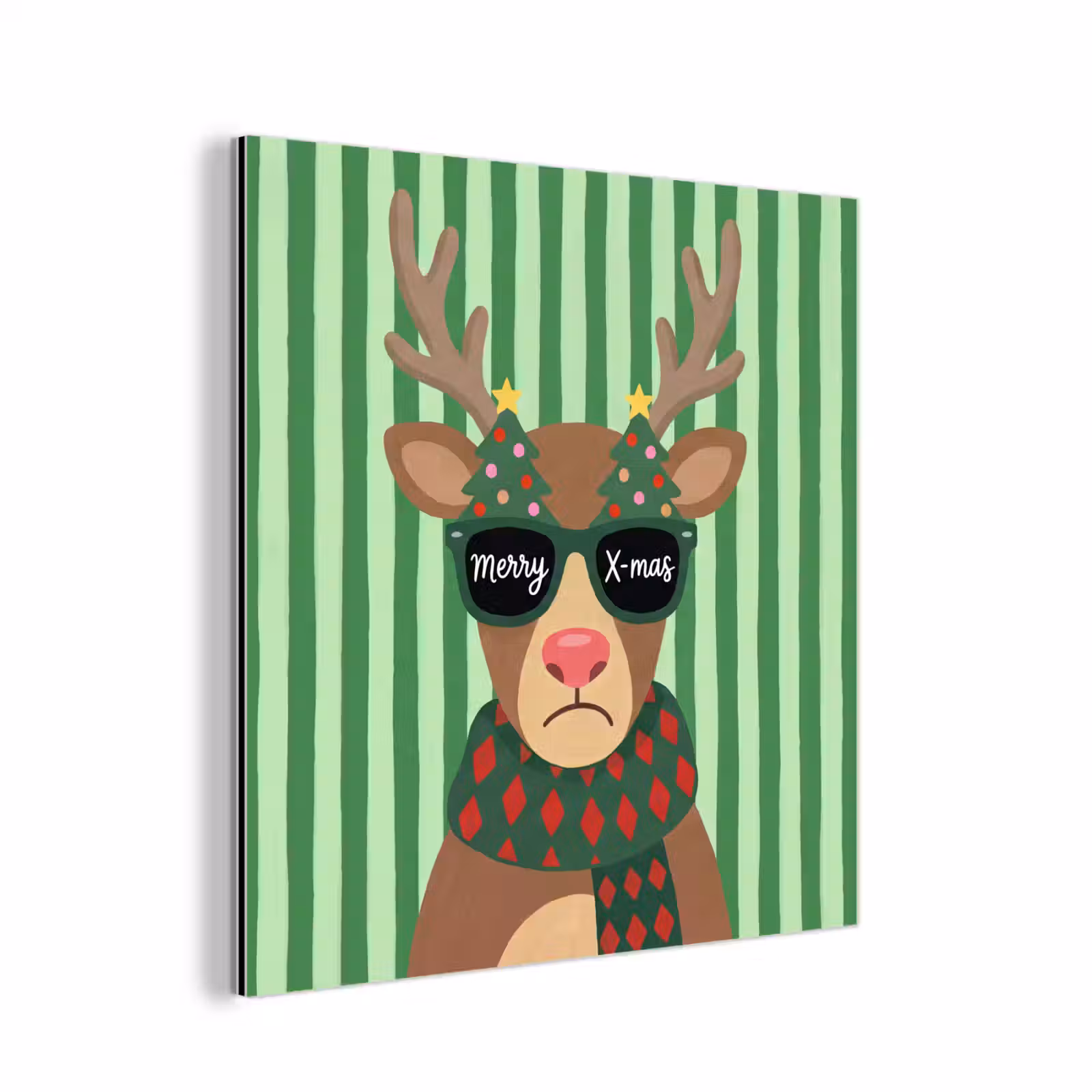 Aluminium schilderij - Rendier - Kerst - Illustratie — 1