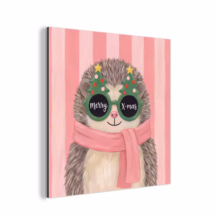 Aluminium schilderij - Egel - Kerst - Illustratie — 1