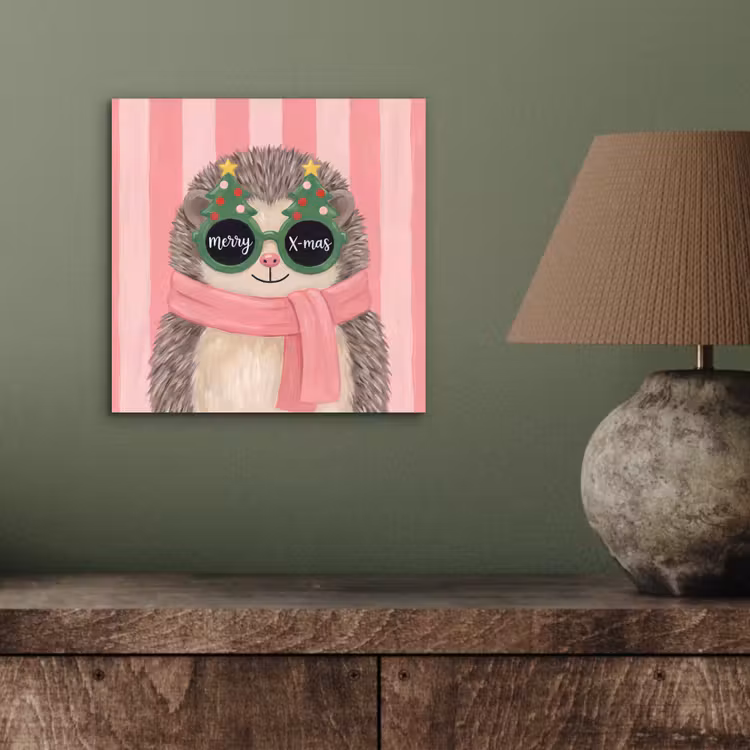 Aluminium schilderij - Egel - Kerst - Illustratie — 3