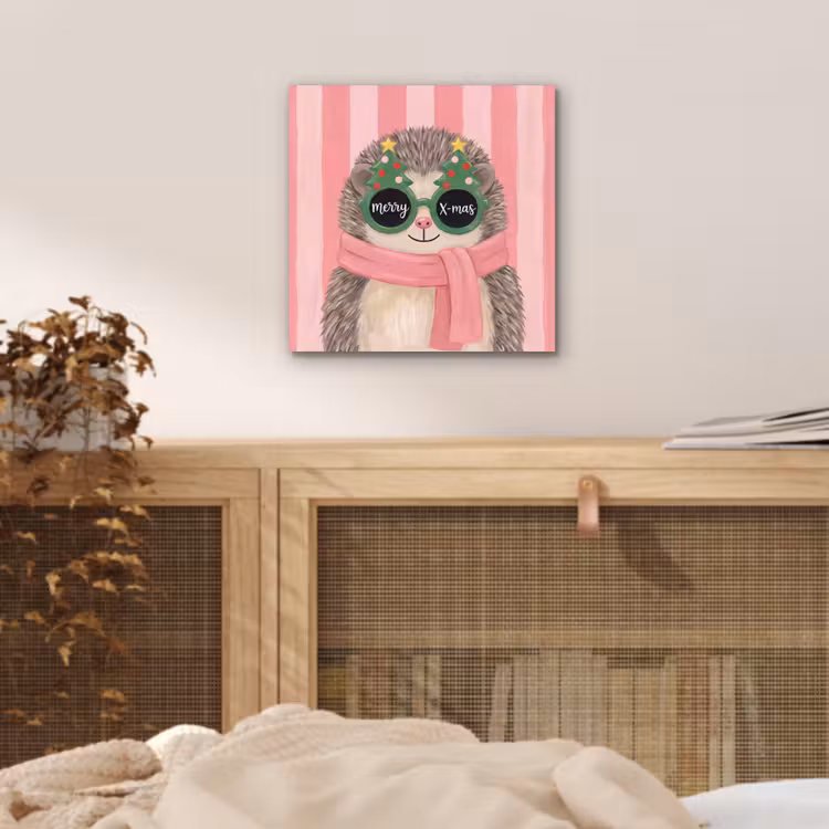 Aluminium schilderij - Egel - Kerst - Illustratie — 4