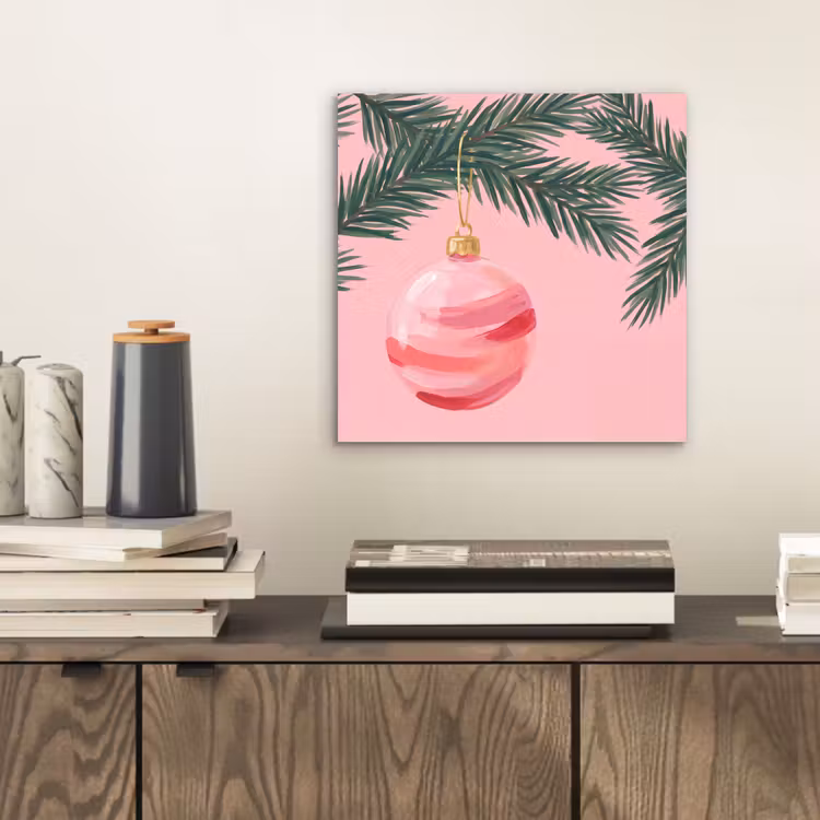 Aluminium schilderij - Kerstbal - Roze - Kerst — 2