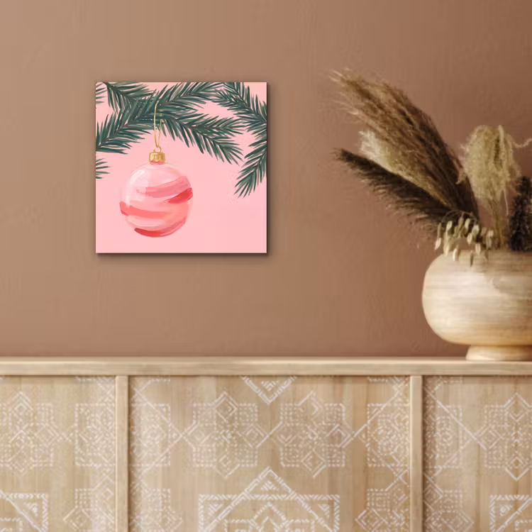 Aluminium schilderij - Kerstbal - Roze - Kerst — 5