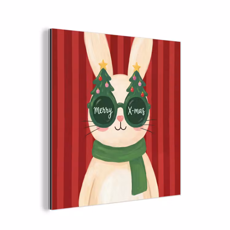 Aluminium schilderij - Konijn - Kerst - Dieren — 1