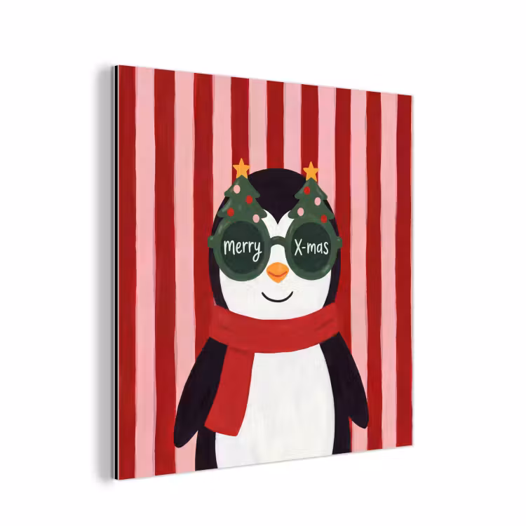 Aluminium schilderij - Pinguïn - Kerst - Illustratie — 1