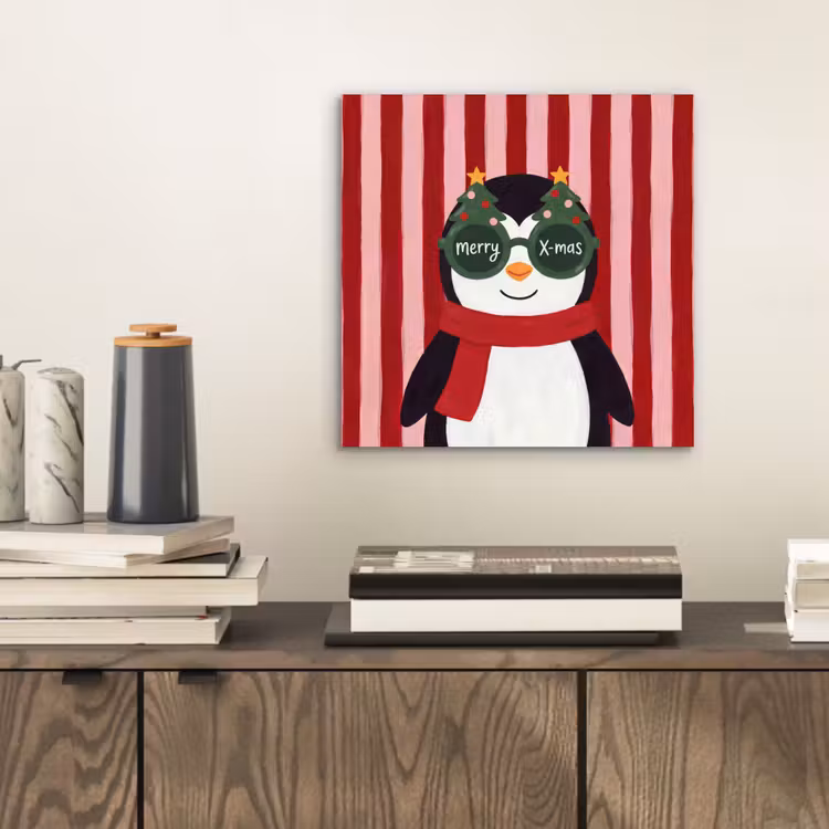 Aluminium schilderij - Pinguïn - Kerst - Illustratie — 2