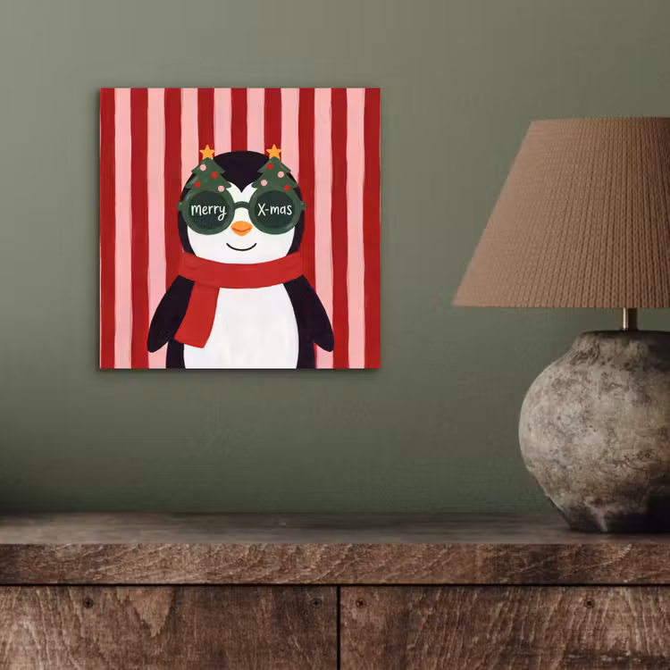 Aluminium schilderij - Pinguïn - Kerst - Illustratie — 3