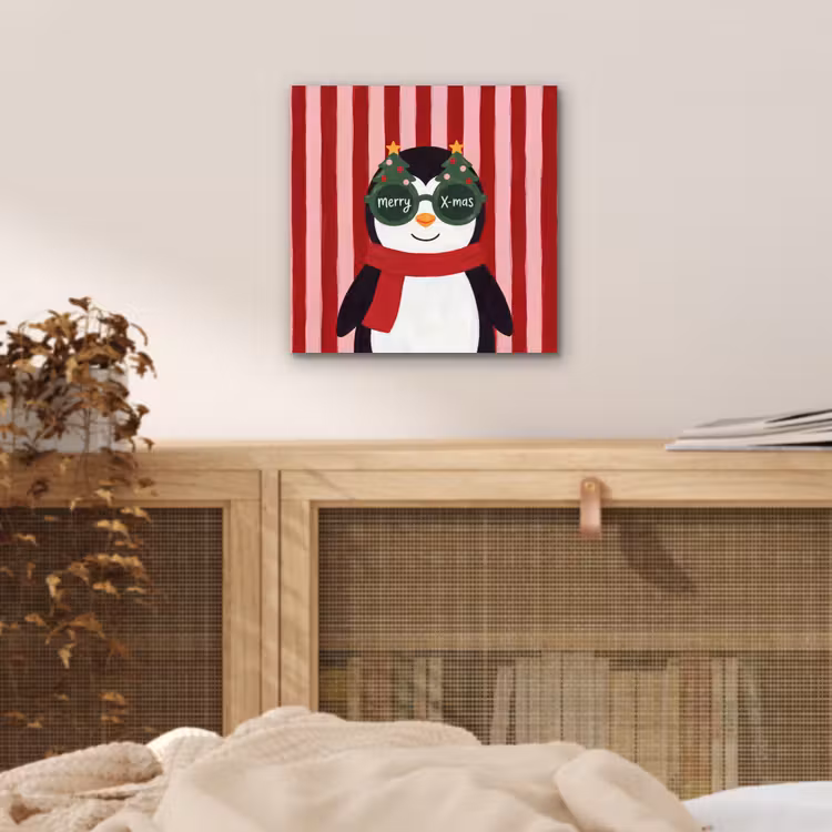 Aluminium schilderij - Pinguïn - Kerst - Illustratie — 4