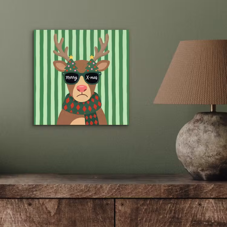 Aluminium schilderij - Rendier - Kerst - Illustratie — 3