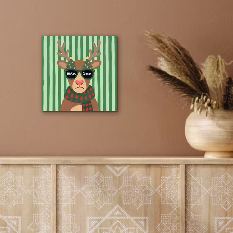 Aluminium schilderij - Rendier - Kerst - Illustratie — 5