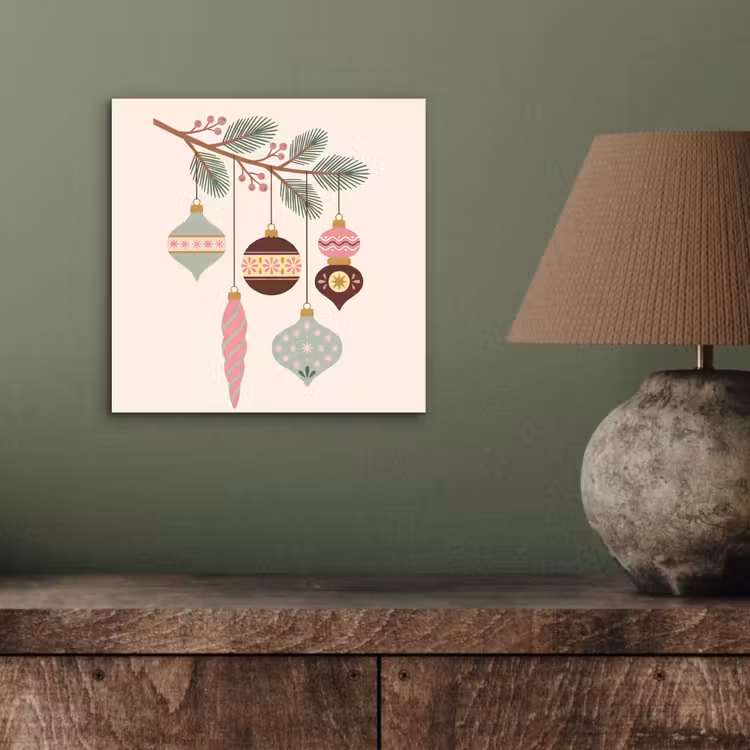 Aluminium schilderij - Kerst - Ornamenten - Tak — 3