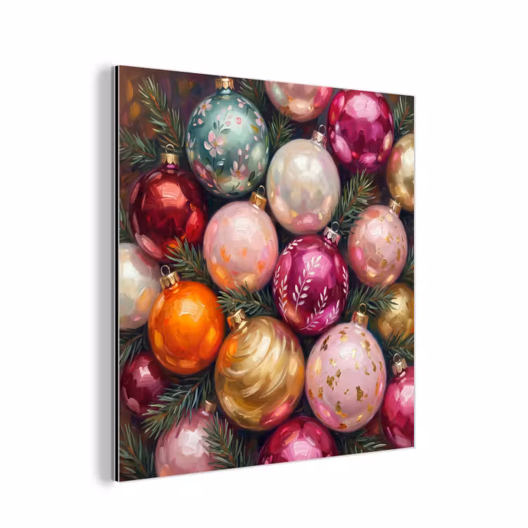 Aluminium schilderij - Kerstballen - Kleurrijk - Feest — 1