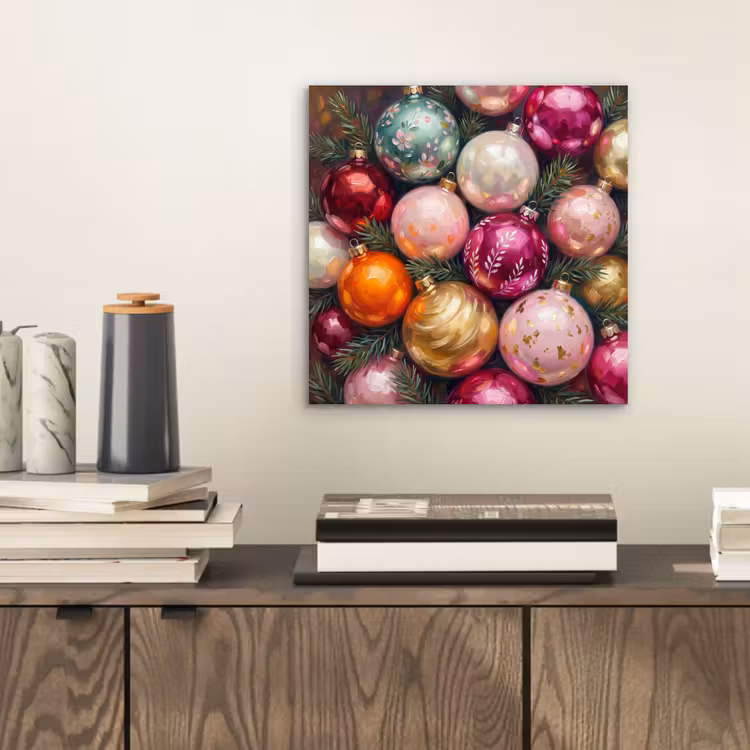 Aluminium schilderij - Kerstballen - Kleurrijk - Feest — 2