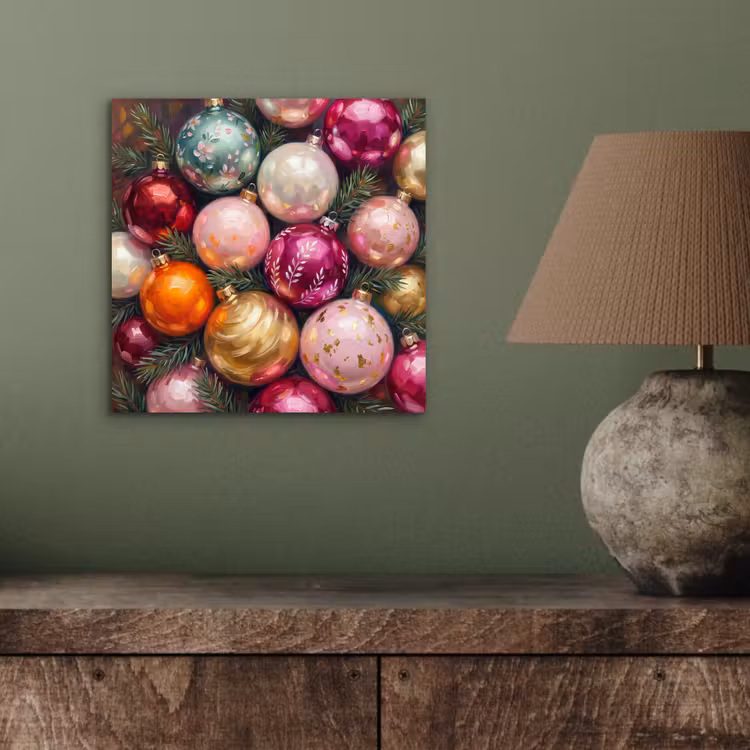 Aluminium schilderij - Kerstballen - Kleurrijk - Feest — 3