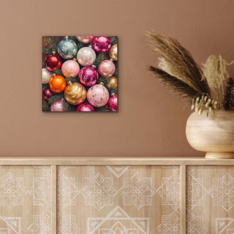 Aluminium schilderij - Kerstballen - Kleurrijk - Feest — 5