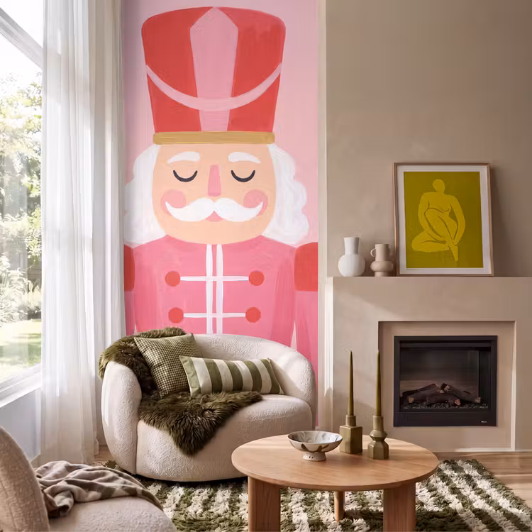 Behang - Notenkraker roze illustratie — 1