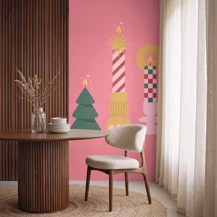 Behang - Kaarsen - Feest - Roze — 4