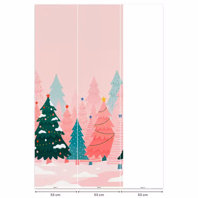 Behang - Kerstbomen - Illustratie - Roze — 6