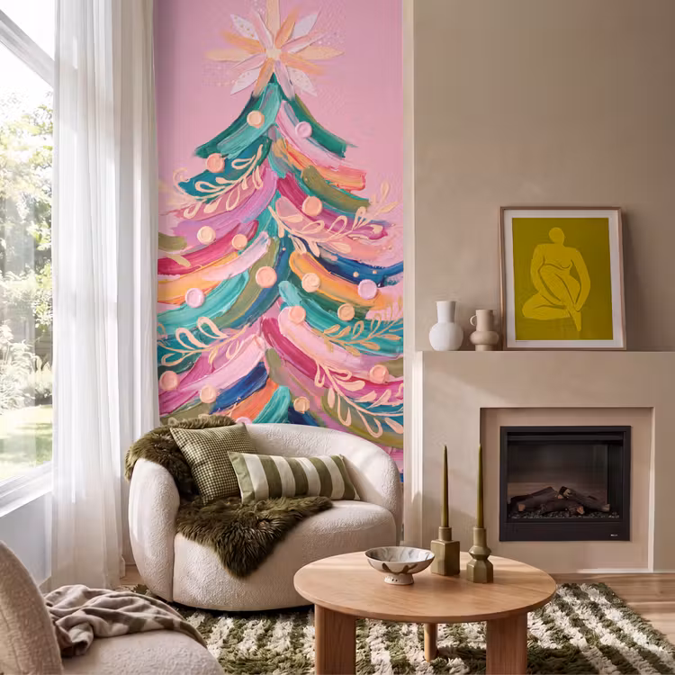 Behang - Kerstboom - Abstract - Kleurrijk — 1