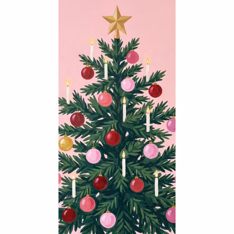 Behang - Kerstboom - Kerst - Roze — 2