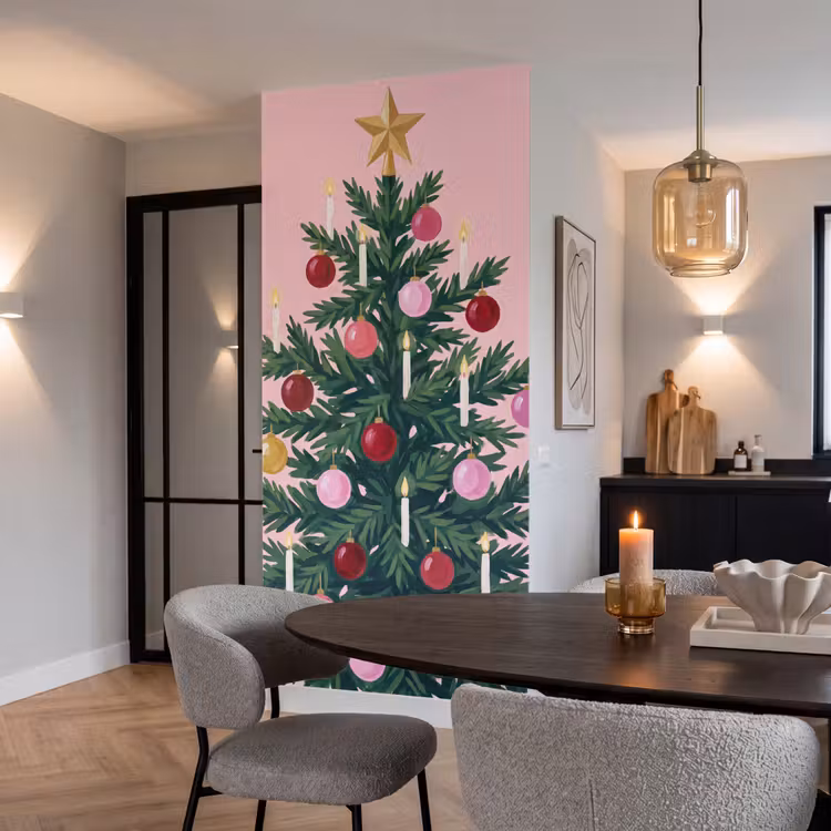 Behang - Kerstboom - Kerst - Roze — 5