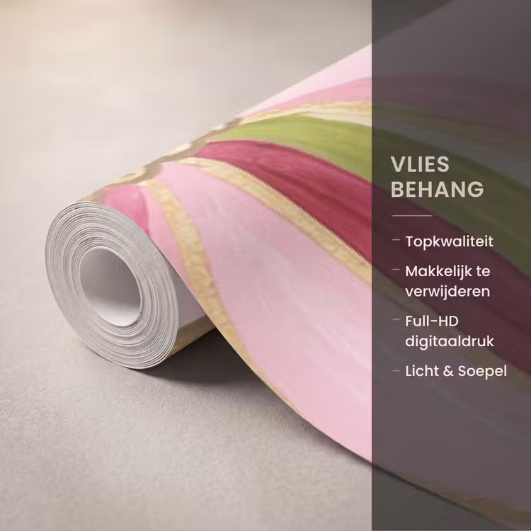 Behang - Kerstversiering - Gestreept - Roze — 3