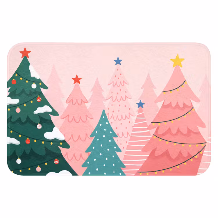 Badmat - Kerstbomen - Illustratie - Roze — 1
