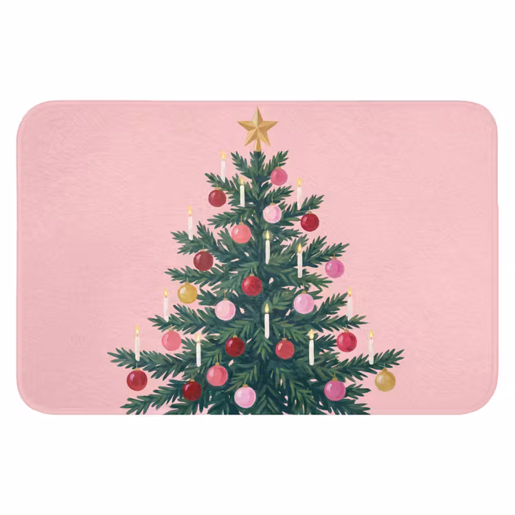 Badmat - Kerstboom - Kerst - Roze — 1