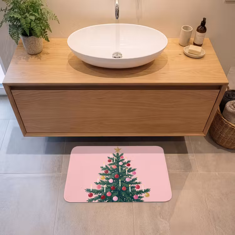Badmat - Kerstboom - Kerst - Roze — 2