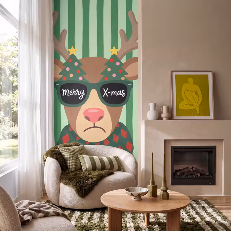 Behang - Rendier - Kerst - Illustratie — 1