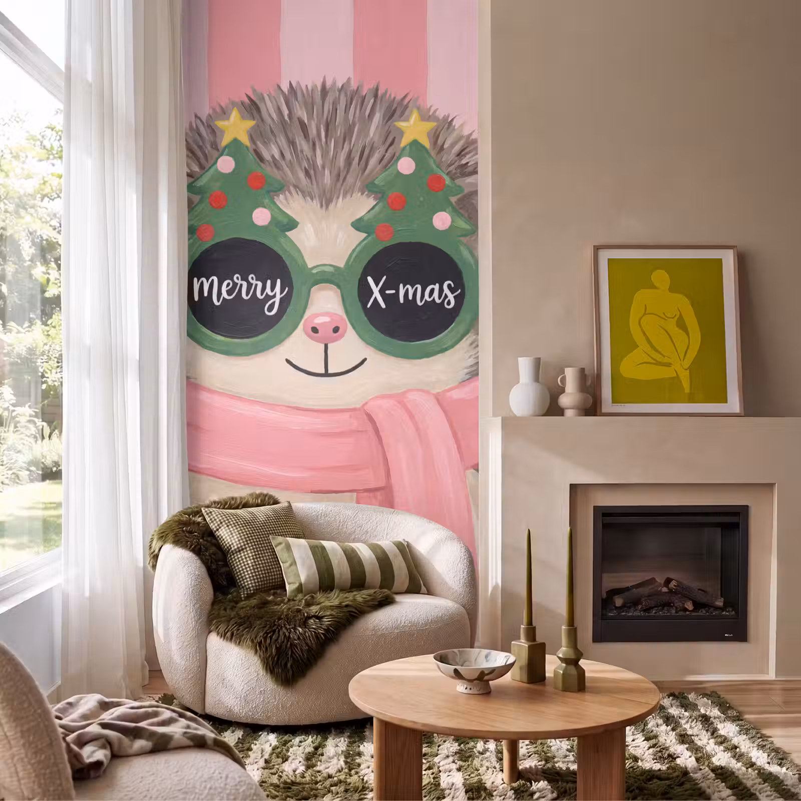 Behang - Egel - Kerst - Illustratie — 1