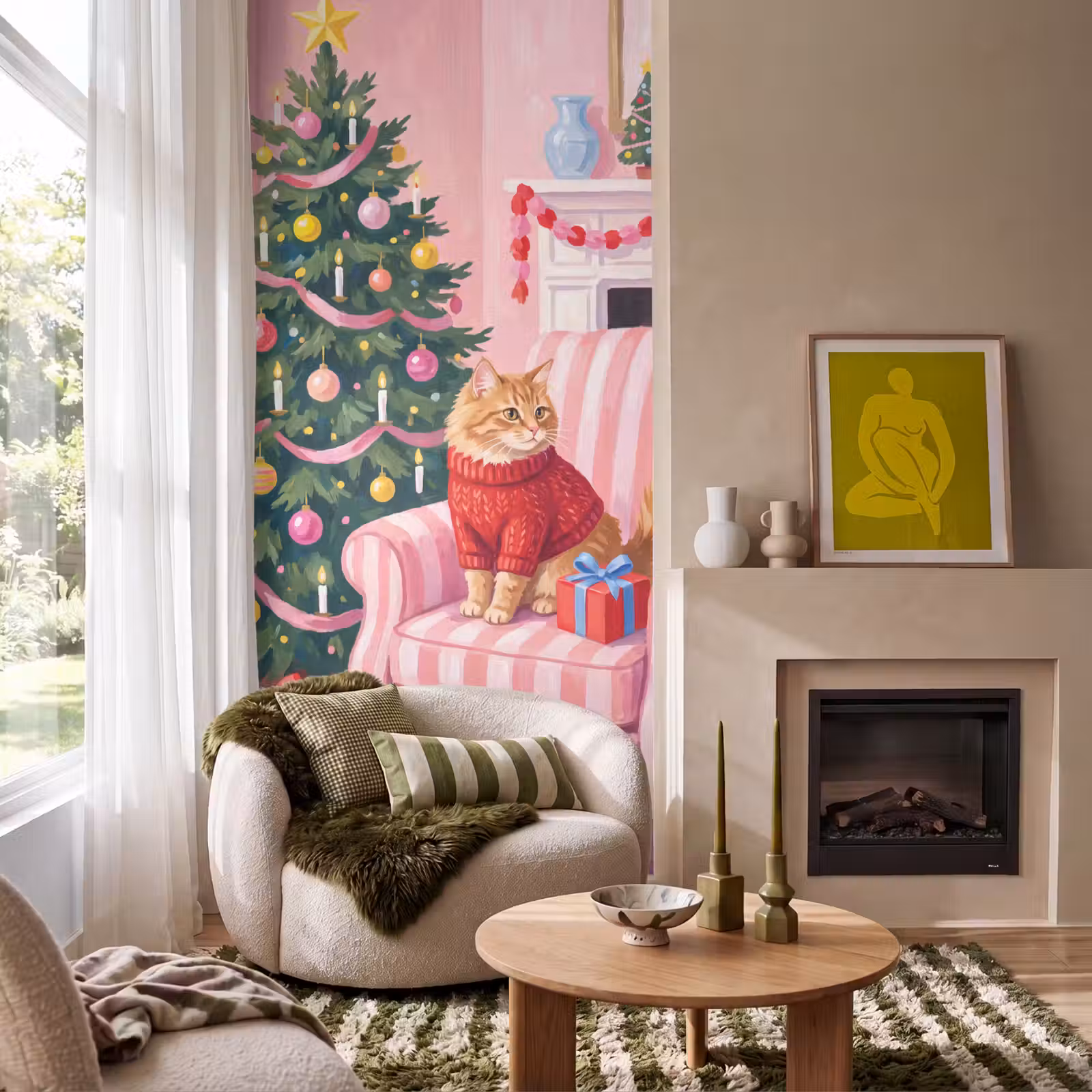 Behang - Kat - Kerst - Interieur — 1