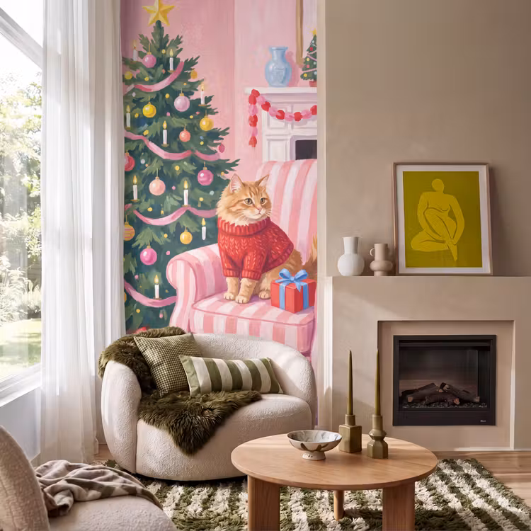 Behang - Kat - Kerst - Interieur — 1