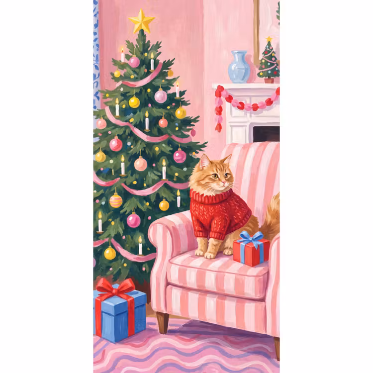 Behang - Kat - Kerst - Interieur — 2