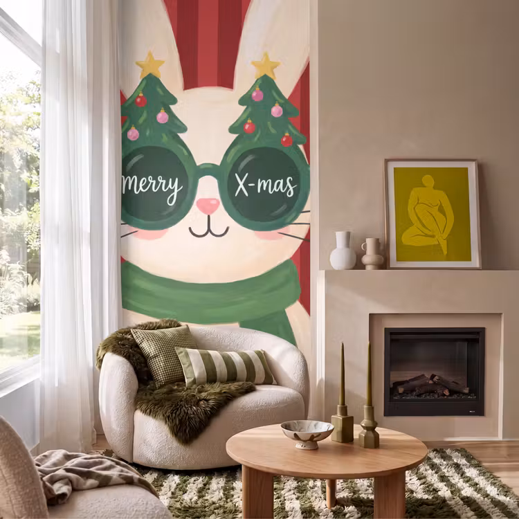 Behang - Konijn - Kerst - Dieren — 1