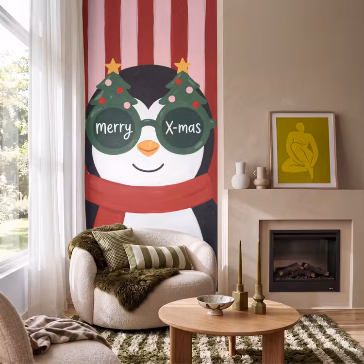 Behang - Pinguïn - Kerst - Illustratie — 1