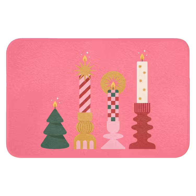 Badmat - Kaarsen - Feest - Roze — 1