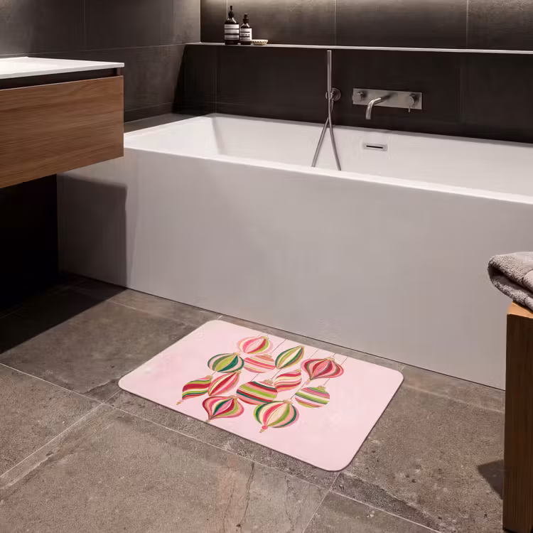 Badmat - Kerstversiering - Gestreept - Roze — 4