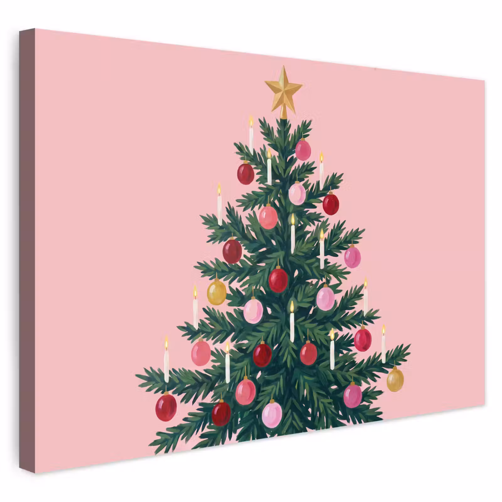 Buiten canvas - Kerstboom - Kerst - Roze — 1
