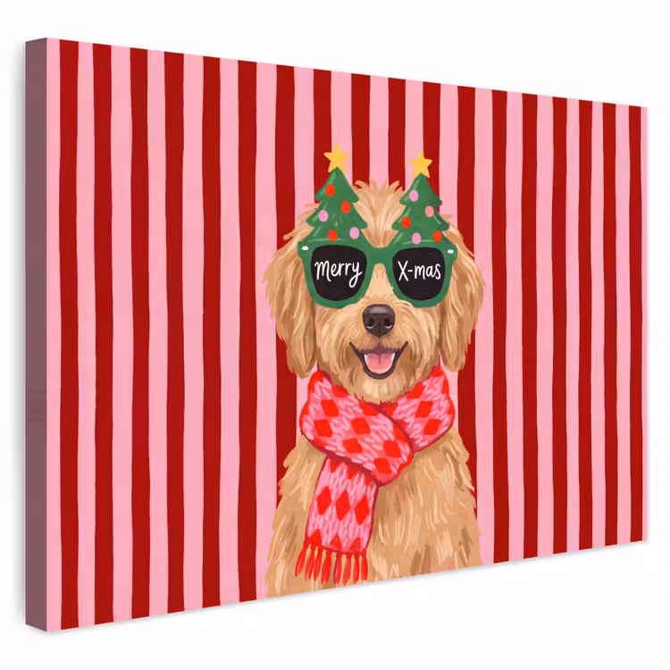 Buiten canvas - Hond - Kerst - Rood — 1