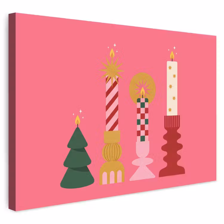 Buiten canvas - Kaarsen - Feest - Roze — 1