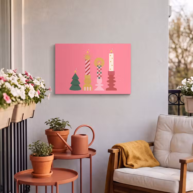 Buiten canvas - Kaarsen - Feest - Roze — 3
